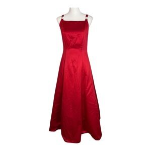 strapless open back dress Chic Puff Sleeve Red Prom Dress With Flower Princess Dress Evening Dre –  SELINADRESS main image 0